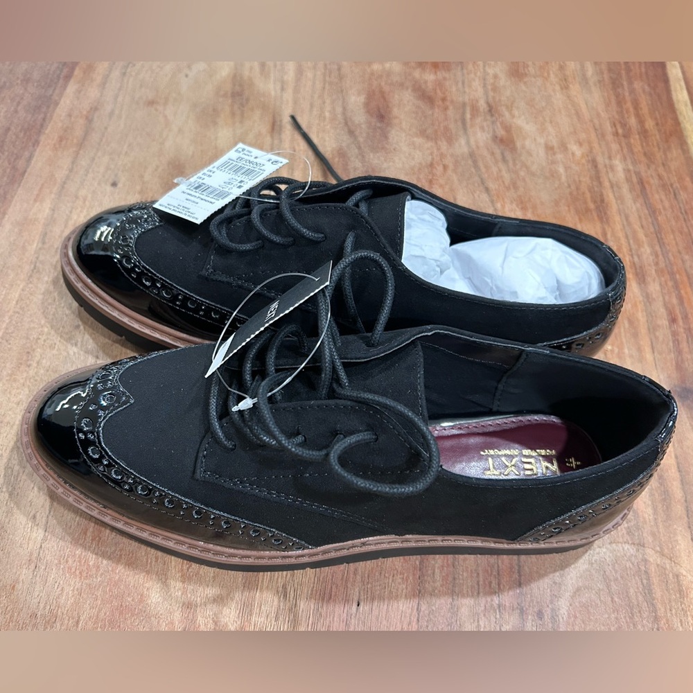 Next Direct Black Brogue Flats